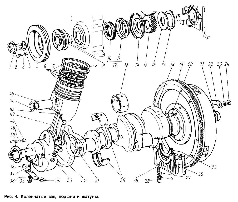 Схема коленвал газ 53