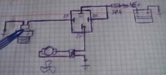 Схема подключения вентилятора радиатора